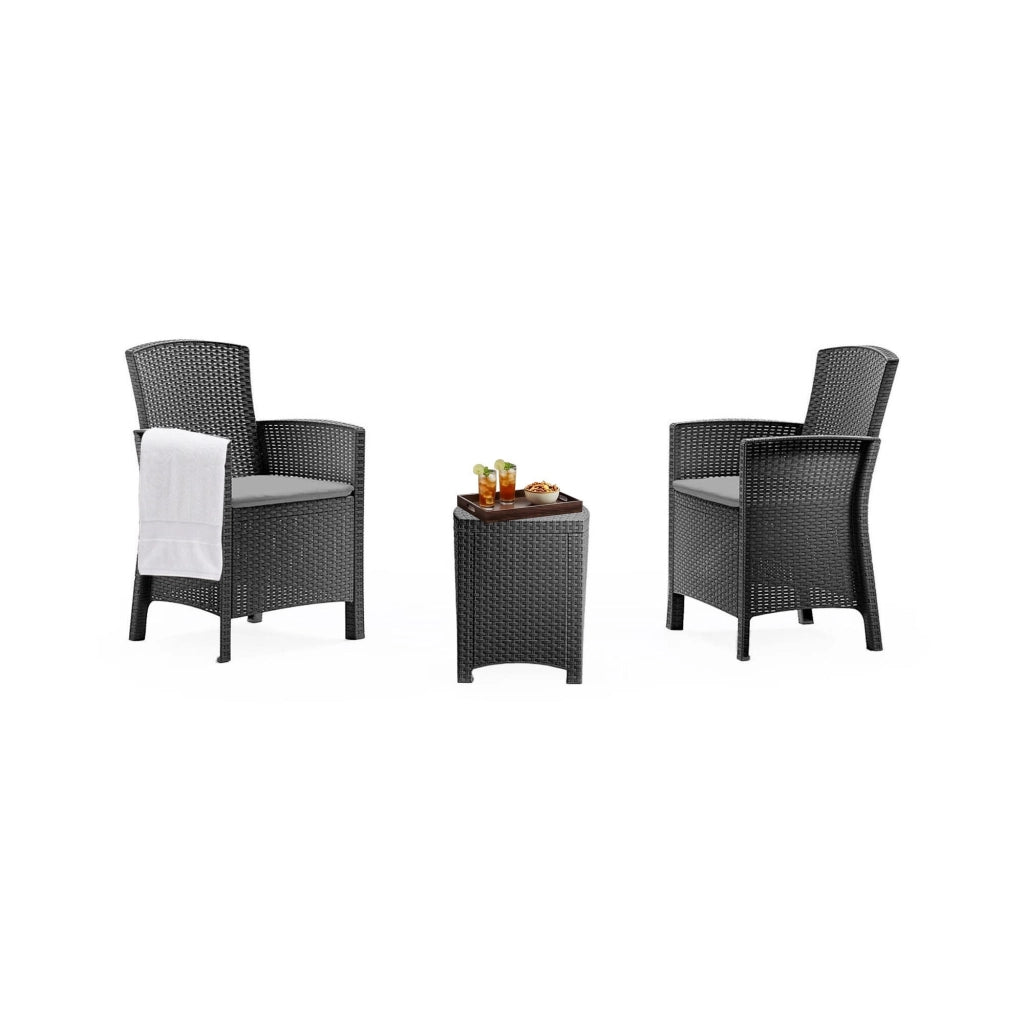 Salottino da esterno Armin, Set da giardino con cuscini, Salottino  effetto rattan, 100% Made in Italy, Antracite