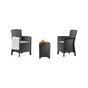 Salottino da esterno Armin, Set da giardino con cuscini, Salottino  effetto rattan, 100% Made in Italy, Antracite