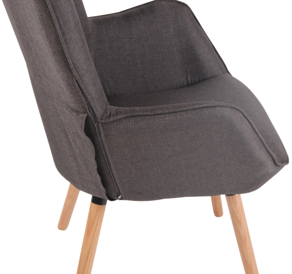Poltrona lounge Ashford in tessuto grigio scuro,natura