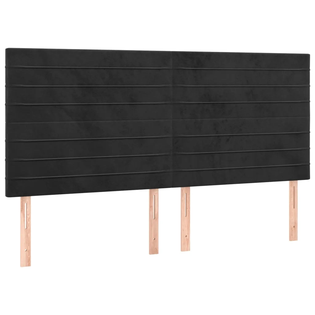 Letto a Molle con Materasso e LED Nero 160x200 cm in Velluto