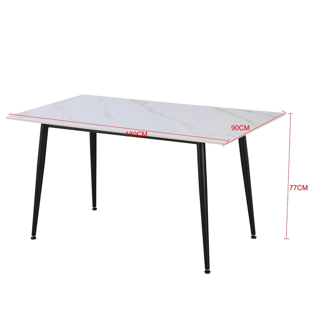 Tavolo da Pranzo Kilo 160×90 cm in Ceramica Effetto Marmo Nero con Venature Oro e Gambe Nere