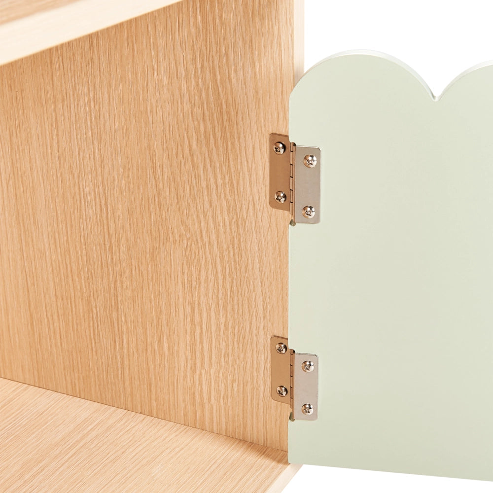 Scaffale 1 ripiano portaoggetti per la cameretta dei bambini in legno di pino MDF con gambe in legno chiaro