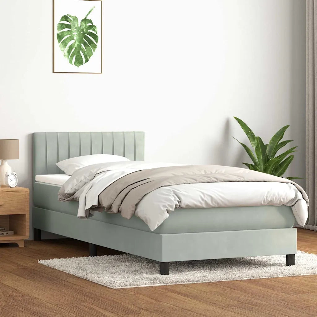 vidaXL Giroletto a Molle con Materasso grigio chiaro 90x210 cm Velluto