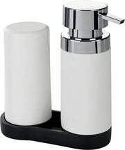 Stazione per il detersivo bianco con rilascio di detersivo - dispenser di sapone - bagno - cucina - bagno degli ospiti - 250 ml - 15 x 18 x 7 cm