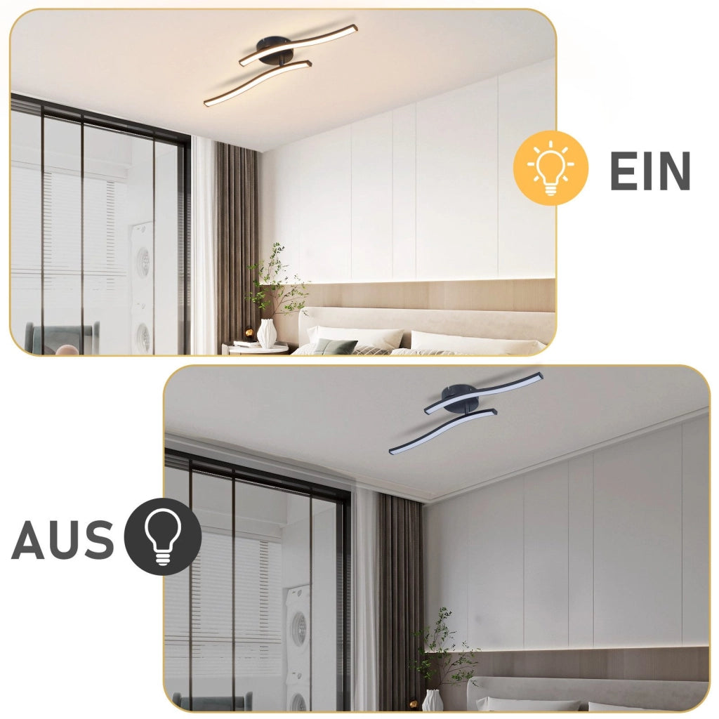 ZMH Lampada da soffitto LED nera design ondulato 3000K per soggiorno corridoio cucina