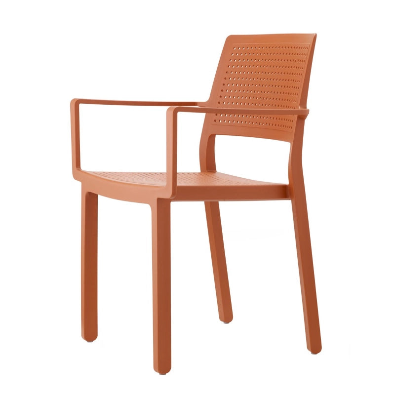 SET 4 PEZZI SEDIA EMI CON BRACCIOLI TECNOPOLIMERO MADE IN ITALY SCAB DESIGN - Terracotta 73