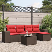 Salotto da Giardino-Set Divani da Giardino 6 pz con Cuscini Marrone in Polyrattan 171379
