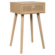 Comodino in MDF e rattan, 1 cassetto, marrone, 40x36x70 cm
