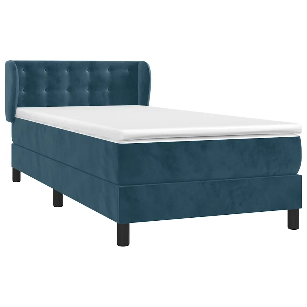 Giroletto a Molle con Materasso Blu Scuro 80x200 cm in Velluto 3127701