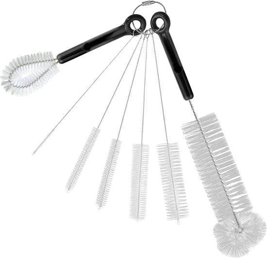 Set di spazzole per bambini - Set di pulitori per bottiglie - Riettes pulitrici - Pulizia igienica - Spazzola flessibile - 7 pezzi - Multicolore
