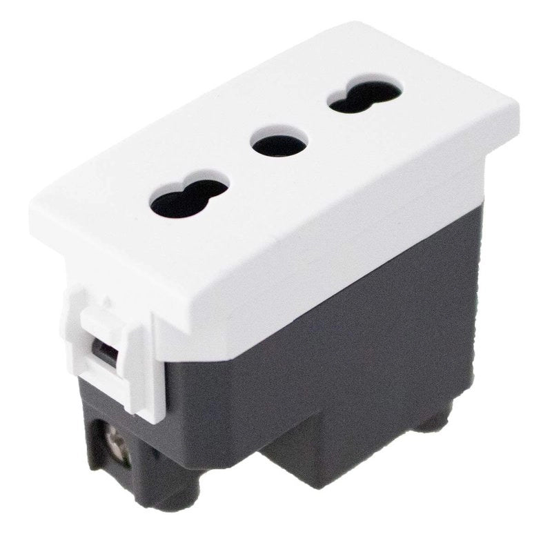Presa Bipasso Bivalente 2P+T 10/16A Colore Bianco Compatibile Con Bticino Living e Vimar Plana
