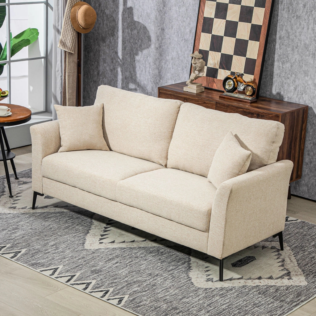 Divano 2 posti ¨C zephmum ¨C Tessuto antimacchia, beige, 179x80x89 cm
