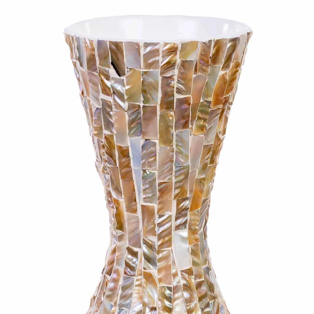 Vaso in madreperla marrone e legno D28x91h cm
