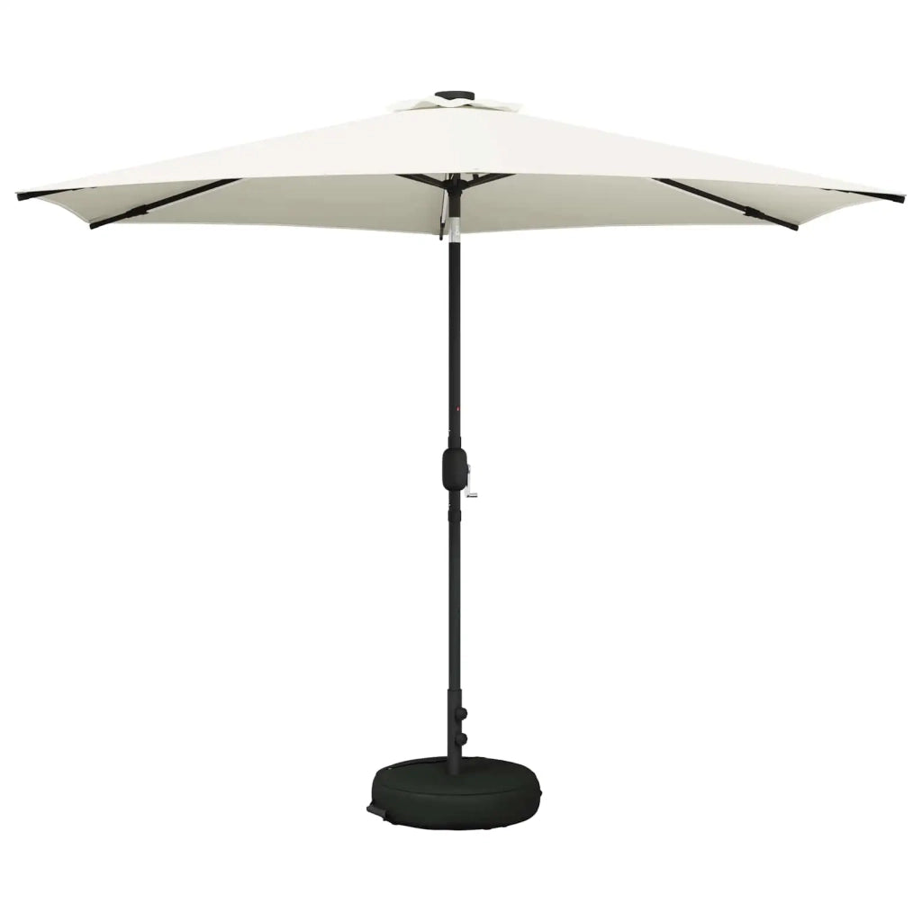 Ombrellone da giardino-Parasol da giardino con luci LED e base 300 x 300 cm Poliestere 360287