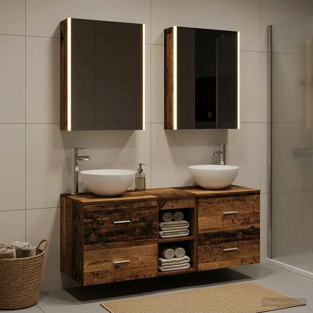 Set di mobili per il bagno 5 pcs Legno antico 3406733