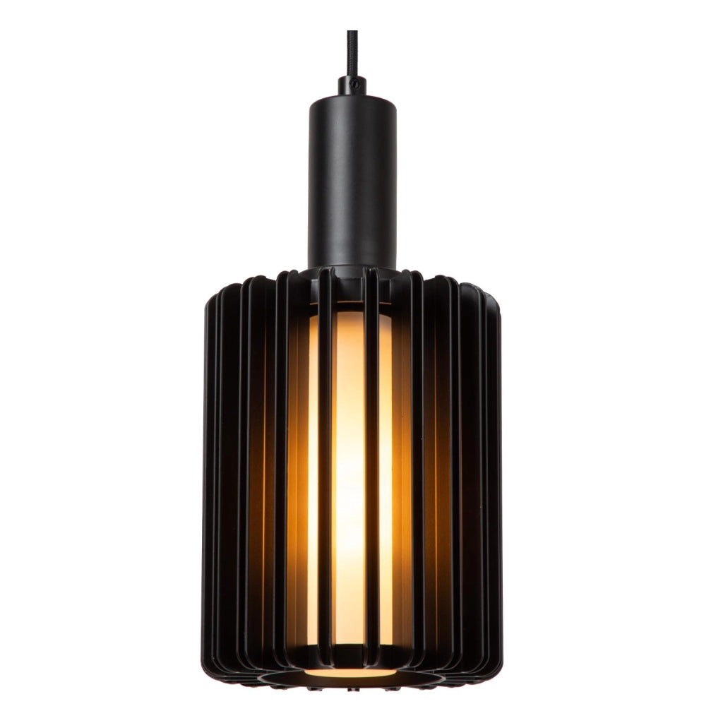 Lampada sospesa a barra LAMBRES 5xE27 nera Lucide