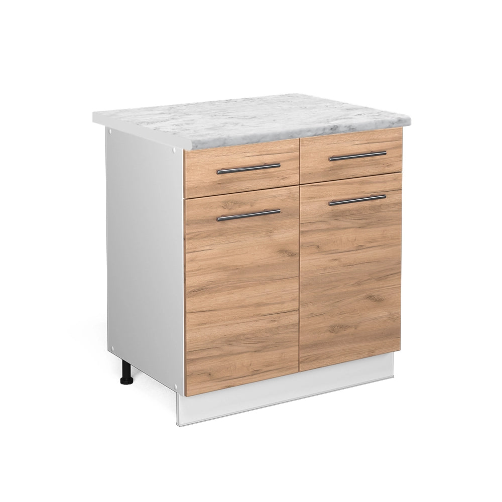 Mobiletto base per cucina Fame-Line Rovere dorato/Bianco 80 cm, PL Marmo Vicco