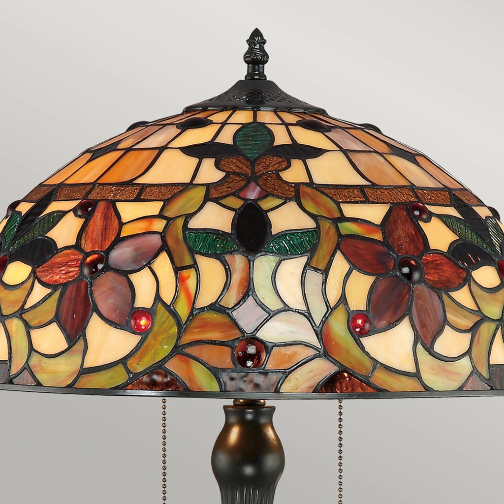 Lampada Da Scrivania Tiffany Kami Metallo Bronzo Vintage 2 Luci E27