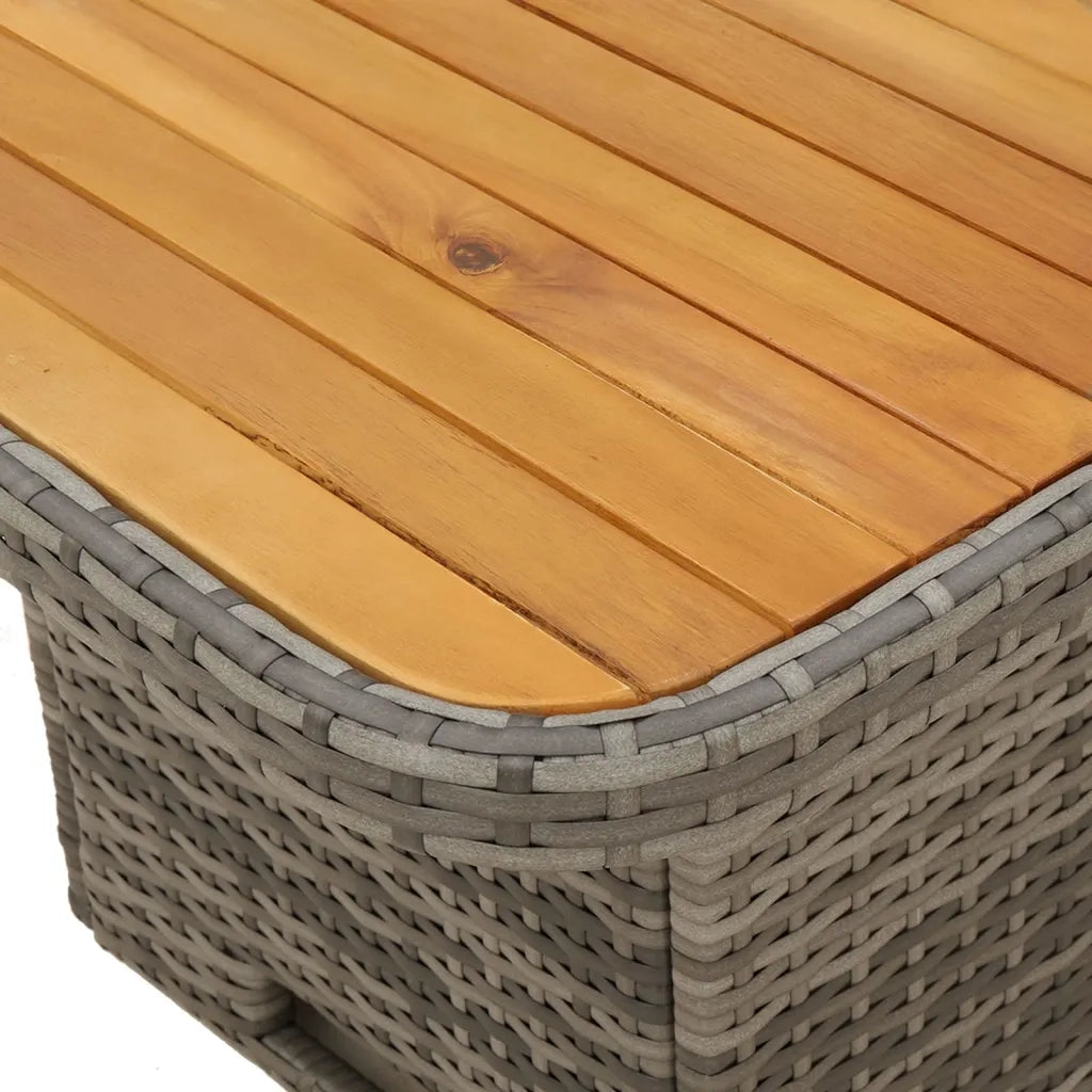 Tavolo Giardino Grigio 90x55x71 cm in Polyrattan e Legno Acacia 368276