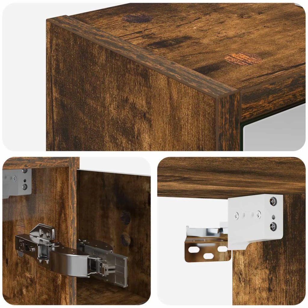 Mobiletto per specchio da bagno Rovere fumé 63,5 x 16 x 62,5 cm