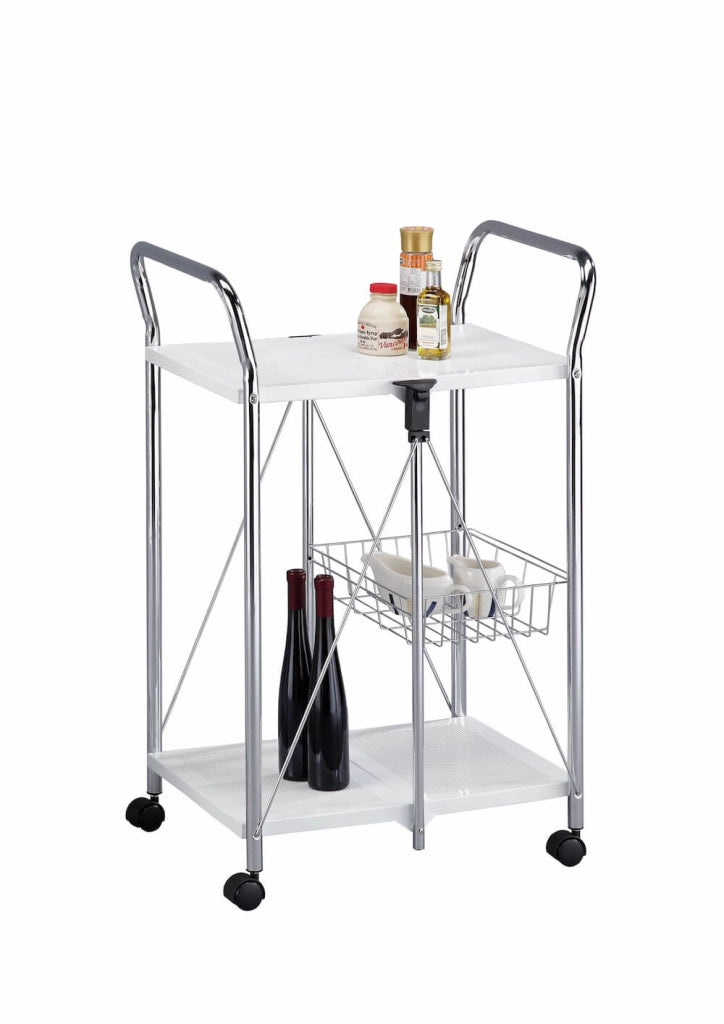 Carrello da Cucina Pieghevole Bianco in Acciaio Tosini TA019W