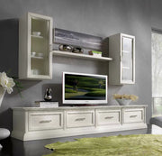 Parete attrezzata porta tv in legno shabby bianco l.245 - Mobili 2G
