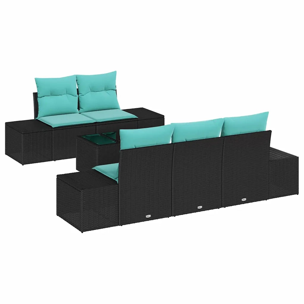 Set Divano da Giardino 6 pz Nero polyrattan 3346946