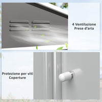 Casetta da Giardino 230x170 m con Prese d'Aria e Doppia Porta Scorrevole in Acciaio Effetto Legno