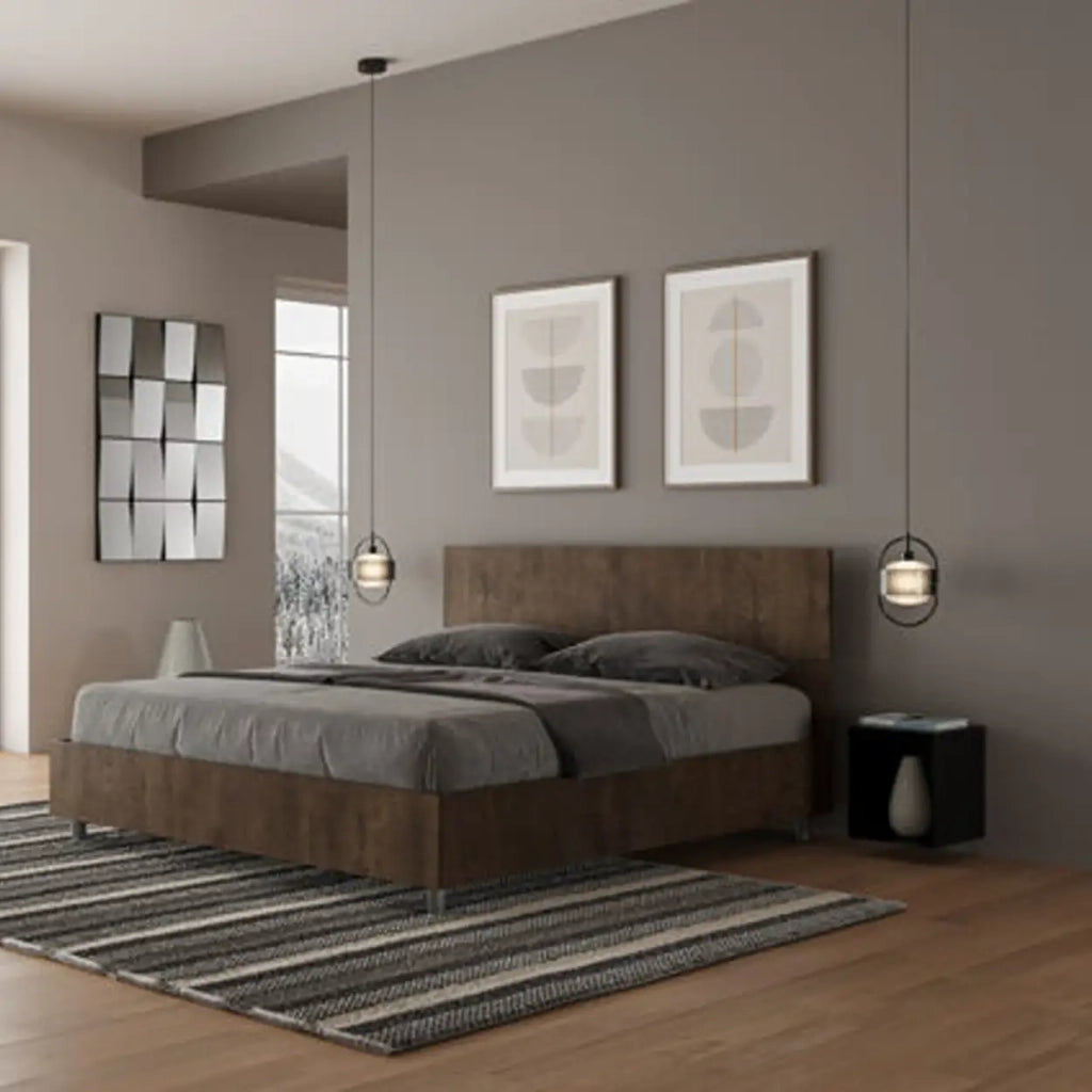 Letto matrimoniale senza rete 160x200 testata dritta noce Demas