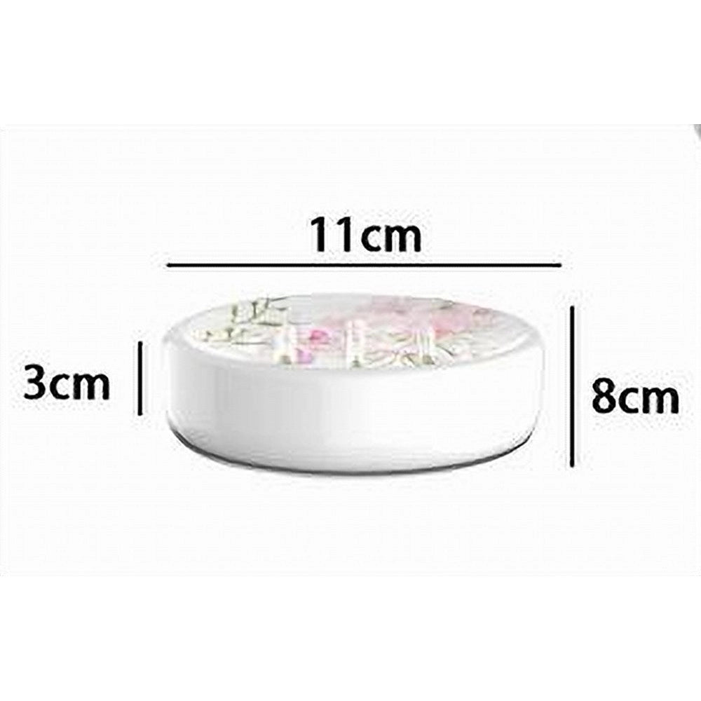 Trade Shop - Portasapone Saponetta Accessorio Arredo Bagno Bianco Con Fiori In Ceramica 69919 -