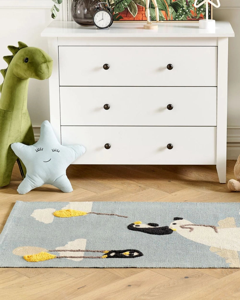 Tappeto per aree multicolore con stampa dell'orso polare 80 x 150 cm, per la stanza dei bambini.