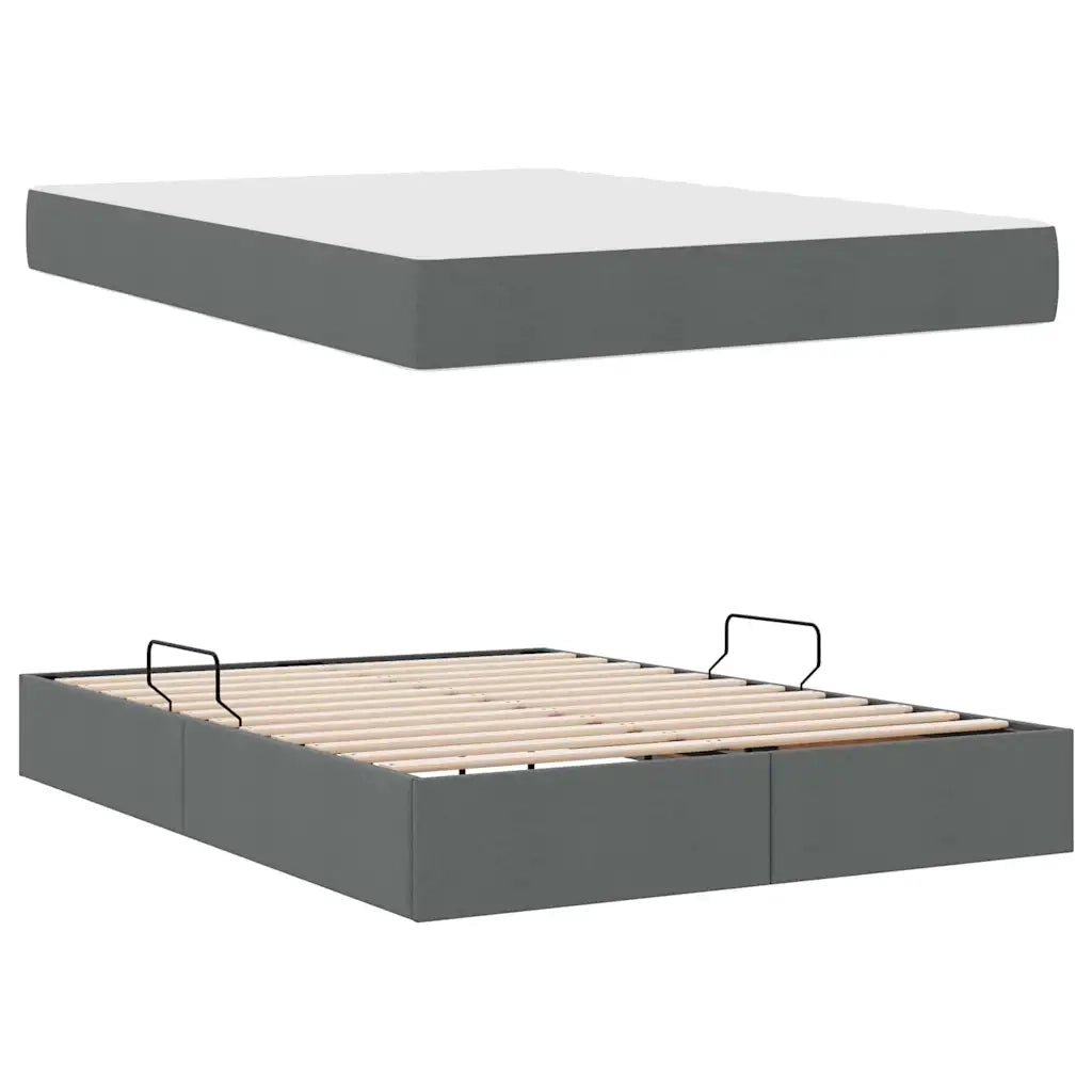 Letto con contenitore e materasso Grigio scuro 140 x 200 cm 3399665