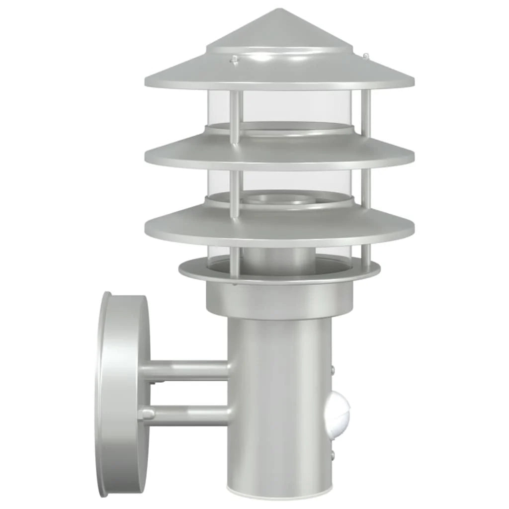 Set di 2 applique da esterno con sensori 15,5 x 15,5 x 28 cm acciaio inox argento 02_0056550