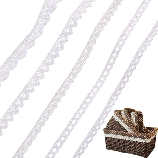 Bande decorative - Manufatti e Decorazione - Qualità cotone soffice - 5 Rotoli 91cm - Bianco