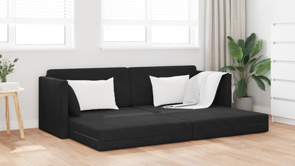 Divano Letto 2-in-1 Nero 213x144x60 cm