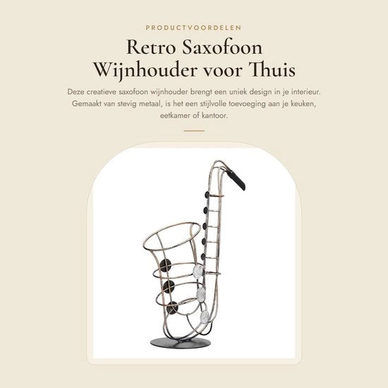 Wijnhouder a forma di saxofono in metallo decorativo - Multiplo utilizzo - Ideale per uso domestico/ufficiale - Flessenrek