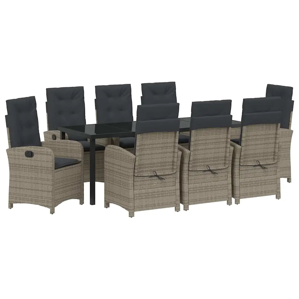 Set da Pranzo per Giardino con cuscino 9 pcs Grigio polyrattan 3380280