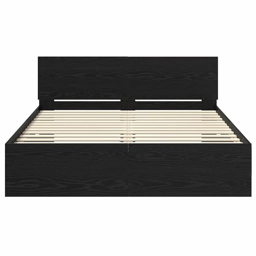 Struttura del letto Rovere Nero 120 x 190 cm Legno multistrato
