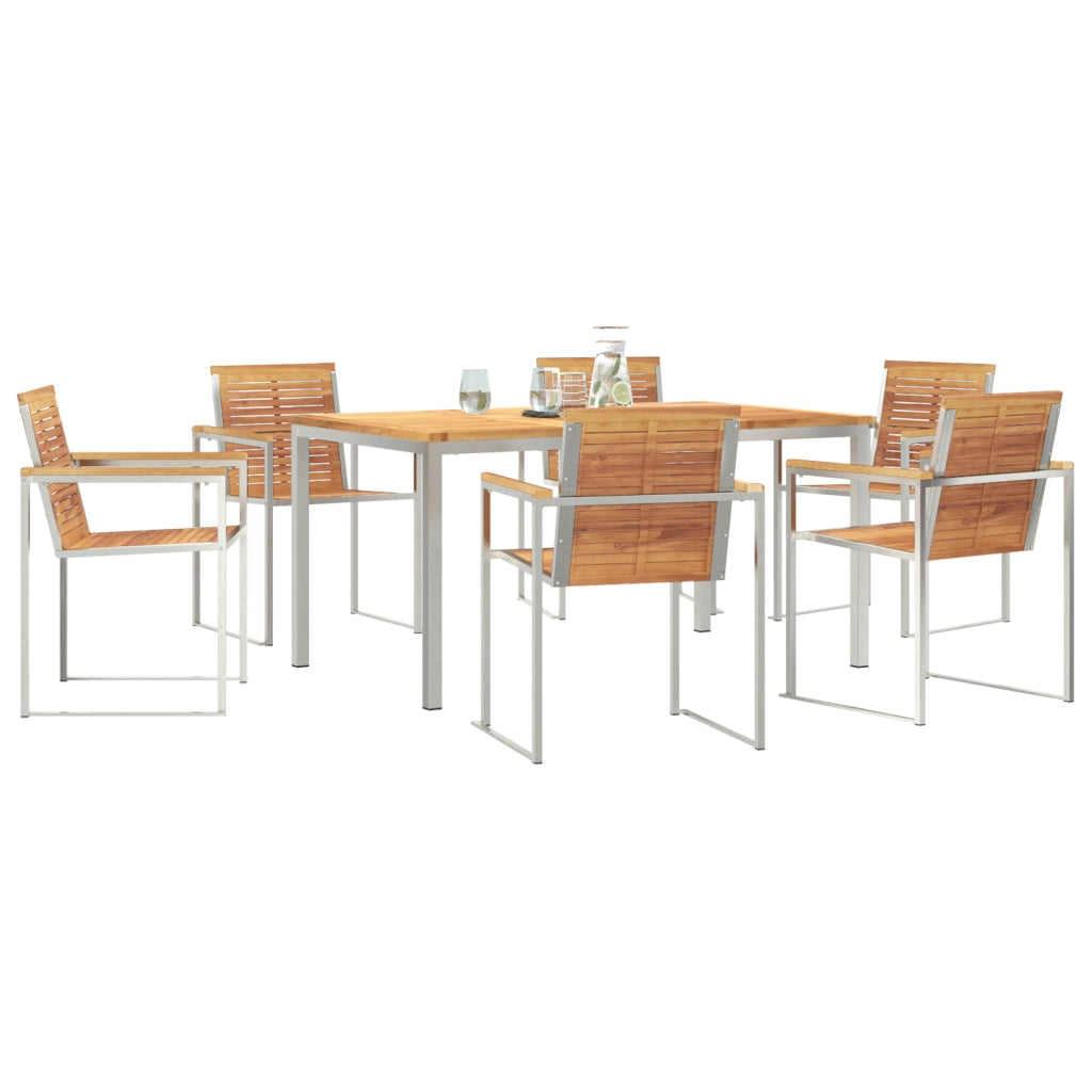 Set da pranzo da giardino  7 pezzi in legno massello di teak