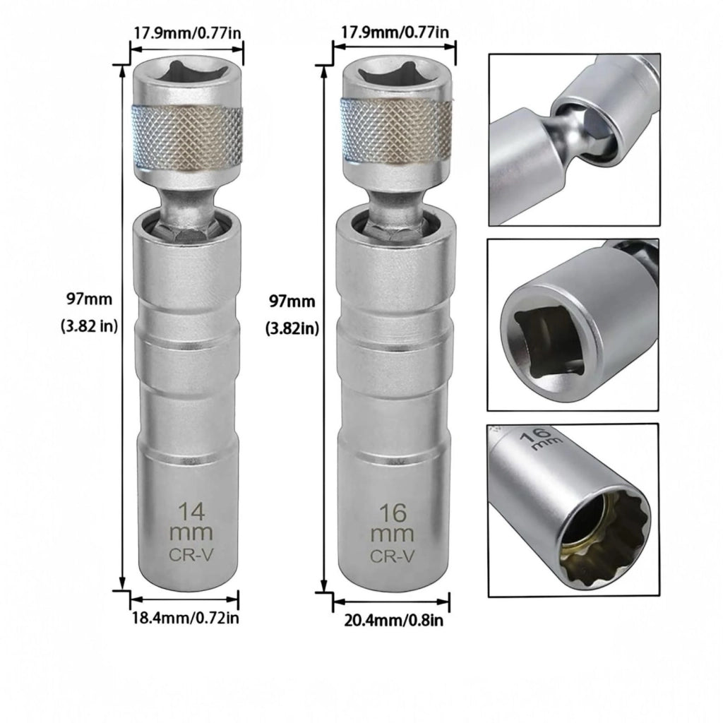 Set Di 7 chiavi a Bussola Lunghe Magnetiche a Snodo Chrome Vanadium Poligonali