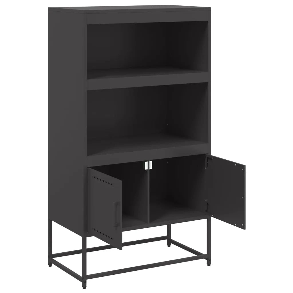 Credenza | Madia | Buffet da pranzo | Armadio da pranzo Nera 68,5x38,5x123,5 cm in Acciaio