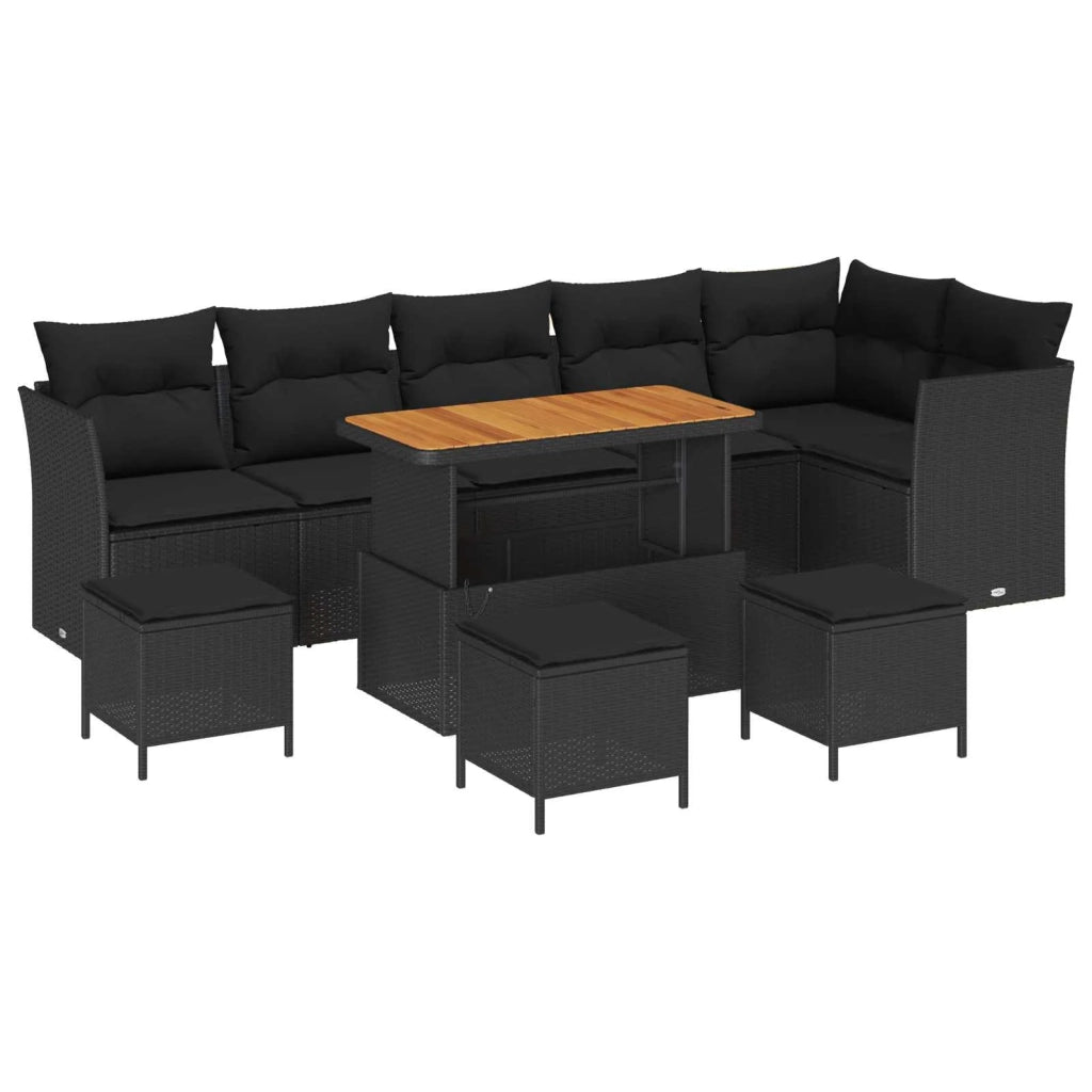 Set Divano da Giardino con cuscino 10 pcs Nero 3363459