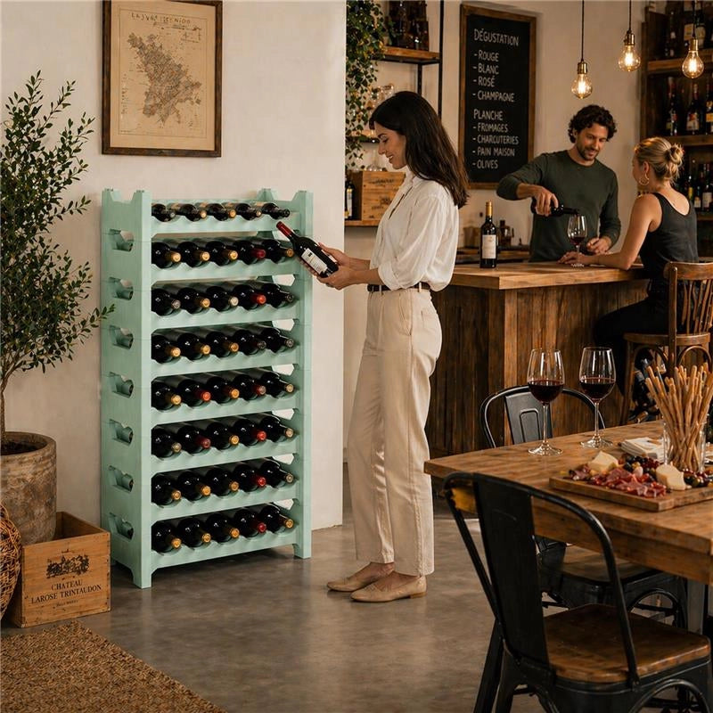 SET 6 CANTINETTE MODULARE PER 36 BOTTIGLIE  IMPILABILE PORTA BOTTIGLIE DI COLORE VERDE CHIARO