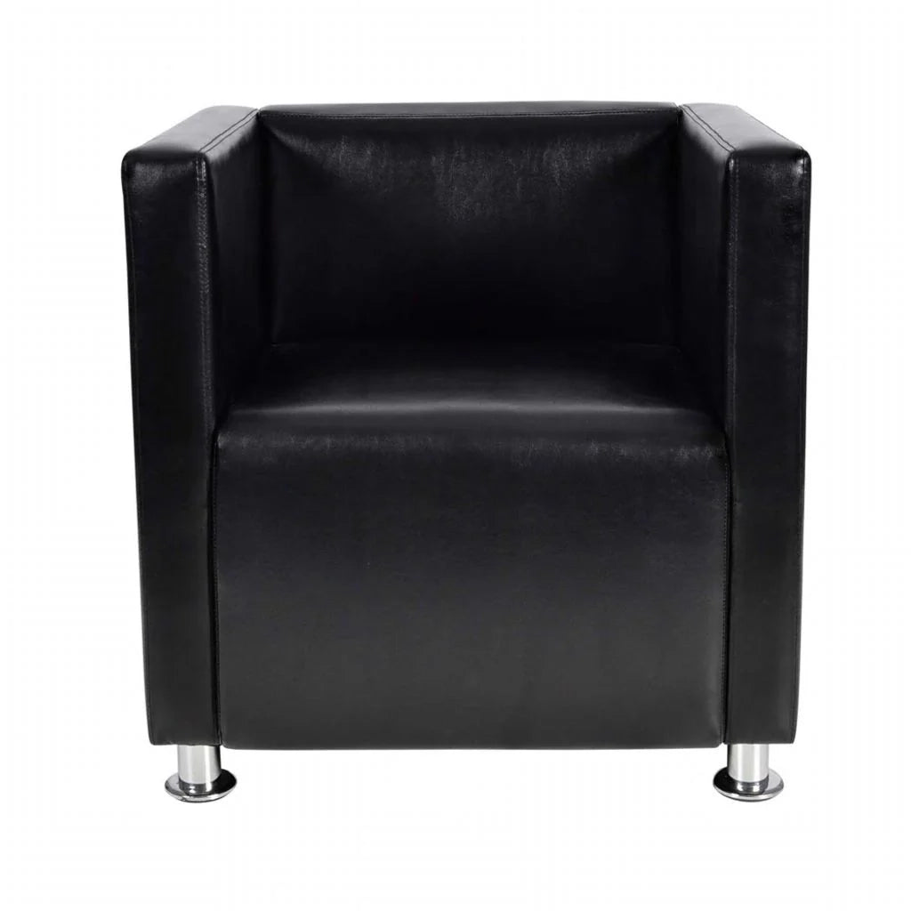 Poltrona sedia design lounge sedile club divano cubo lounge pelle sintetica nera 1102022/3