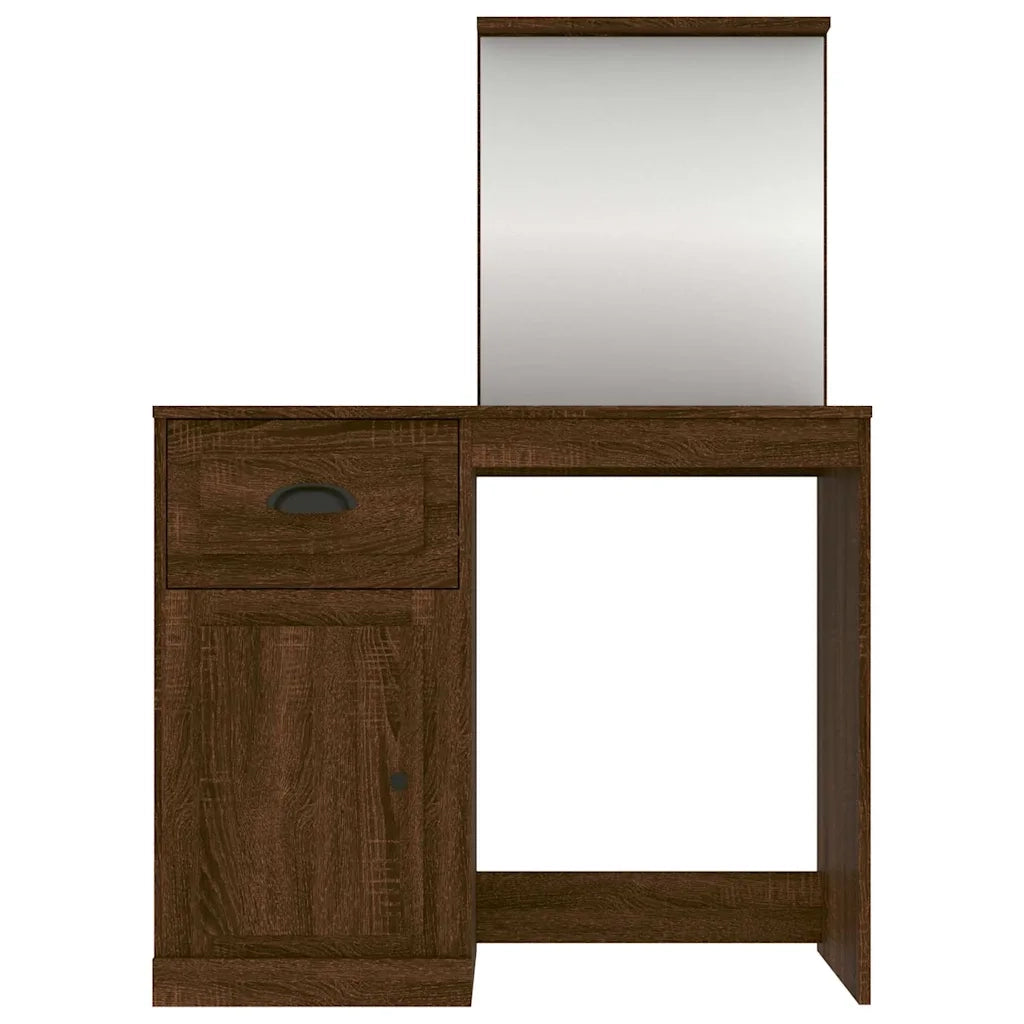 Toeletta | Tavolo da Trucco Specchio Rovere Marrone 90x50x132,5 Legno Multistrato