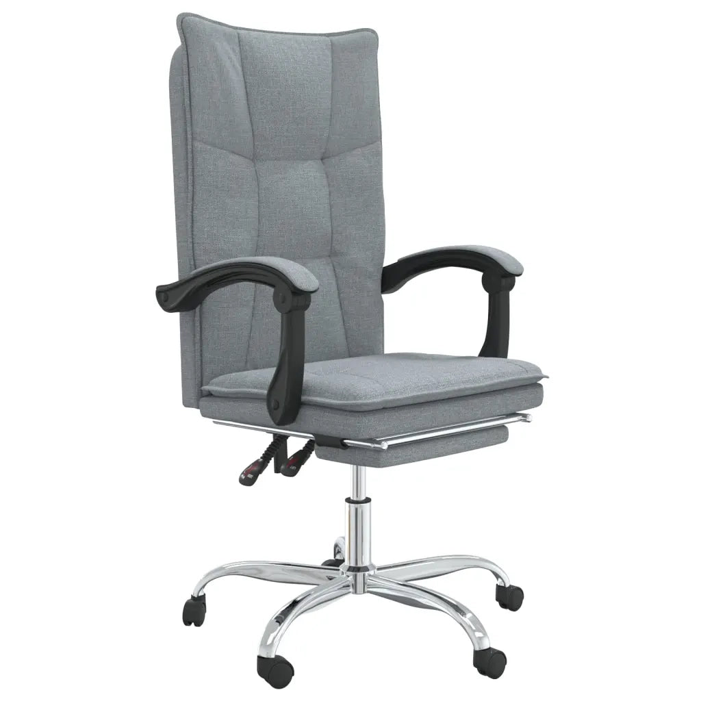 Poltrona | Sedia Relax da Ufficio Reclinabile Grigio Chiaro in Tessuto