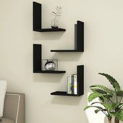 Set di 4 Mensole da Muro 'Broby' a Forma di L Consolle Portapiante da Parete - Nero [en.casa]