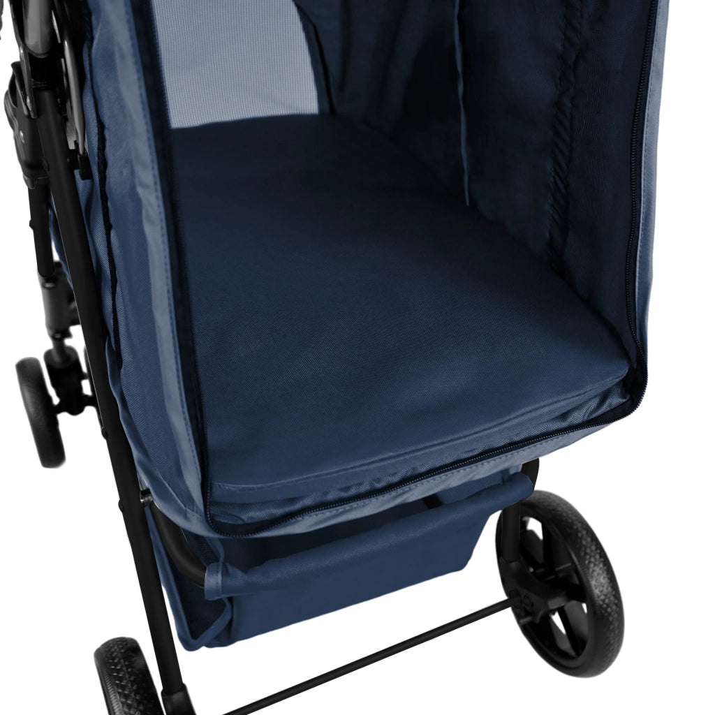 Passeggino Animali Pieghevole Blu Cane Gatto Tettuccio Antipioggia