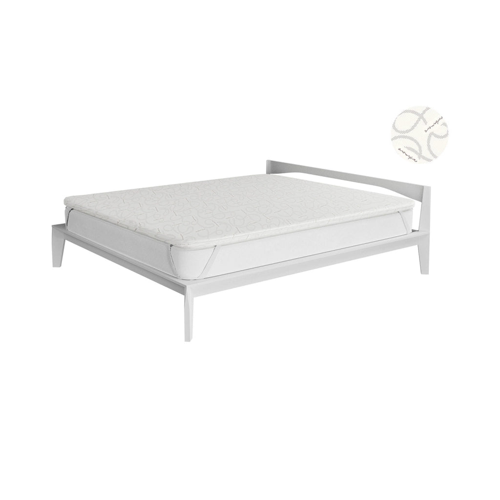 Topper Memory Con Fodera Matrimoniale 160x190 cm in Poliestere e Cashmere Bianco