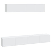 Set di mobili da 4 pezzi tra cui armadio credenza mobile TV televisore per soggiorno camera da letto salotto legno ingegnerizzato bianco 02_0024663